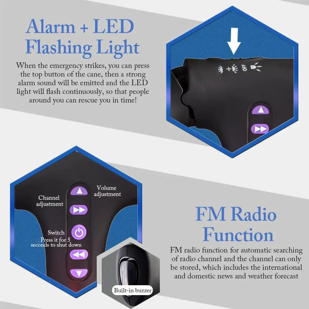 Walk Buddy with SOS Alarm, Radio and LED Warning Ring